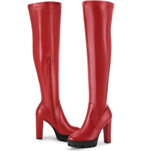 Perphy Women's Block Heels Over the Knee High Platform Boots - 1 of 4