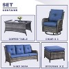 6 Piece Rattan Wicker Patio Conversation Set with Swivel Chairs, Patio Furniture Set with Patio Couch Swivel Chair Coffee Table Ottoman - 4 of 4
