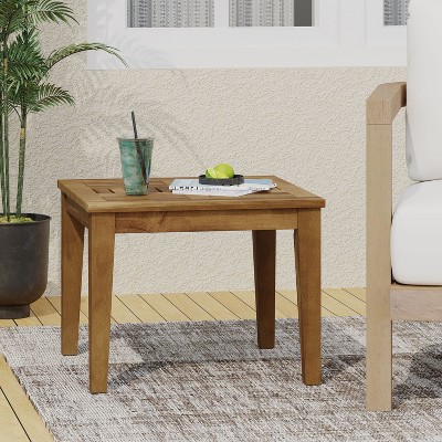 Sapphtopaz Outdoor End Table Modern Outdoor Side Table, Wood Patio Table Small Table for Backyard, Balcony, Porch