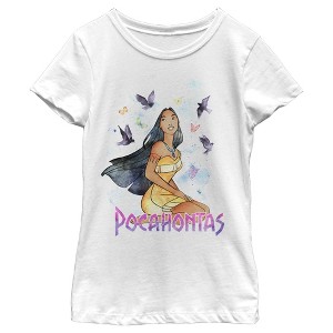 Girl's Pocahontas Free Spirit Watercolor T-Shirt - 1 of 4