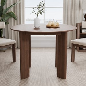 Wooakway 30"H Round Wood Dining Table Kitchen Table Conference Table with 4 Legs - 1 of 4