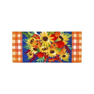 Evergreen Blessed Floral Arrangement Sassafras Indoor Outdoor Switch Doormat 1'10"x22" - 1 of 4