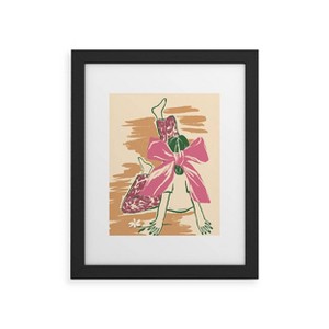 Deny Designs LouBruzzoni Girl with Pink Bow Black Framed Art Print - 1 of 4