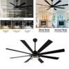 Sofucor Smart Indoor and Outdoor 8-Blade Ceiling Fan 72in Matte Black LED Light Kit and Remote Control App Control Works with Alexa Google Assistant - 3 of 4