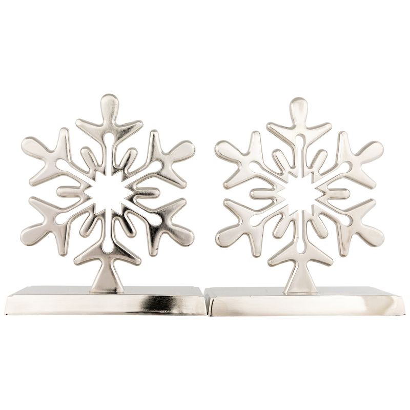 Northlight Set of 2 Solid Silver Snowflake Cutout Christmas Metal Stocking Holders 6.5", 5 of 7