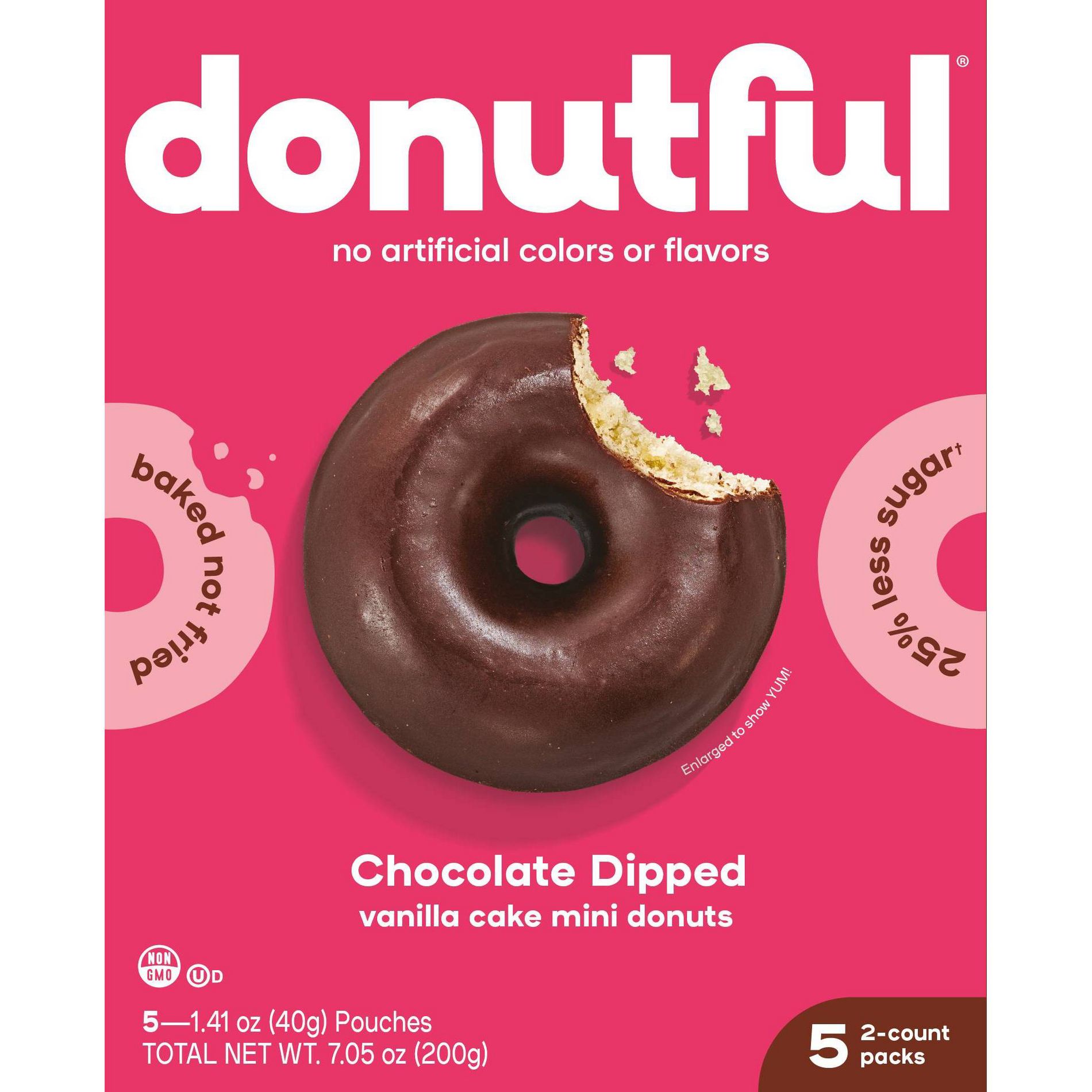 Donutful Chocolate Dipped Mini Donuts - 7.05oz/10ct