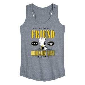 Women's - Peanuts - Dog Friend Make Ordinary Life Beautiful Graphic Racerback Tank - 1 of 4
