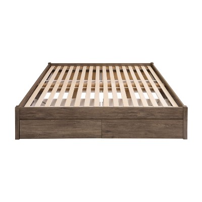 Drifted Gray King Platform Bed with 4 Storage Drawers