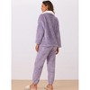 cheibear Women's Fluffy Fleece Pullover Tops with Pants Winter Plush Warm Pajamas Sets - 4 of 4