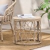 20'' Boho Wicker End Table with Open Lattice Frame,Round Accent Table for Small Patio Spaces-Cuddlewood - 2 of 4