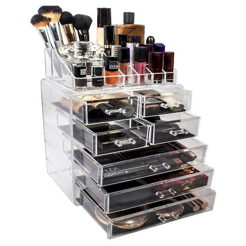 Sorbus Acrylic Cosmetic Makeup And Jewelry Storage Case Display Set ...