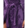 cheibear Women's Lounge Robe Soft Warm Flannel Plush Fluffy Bathrobe with Belt and Pockets - 4 of 4