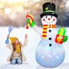 Itopfox 6FT Christmas Inflatable Snowman Outdoor Decoration with LED Lights Gift Box Candy Cane 1 Piece for Yard Lawn Garden Holiday - 3 of 4