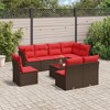 vidaXL 9 Piece Patio Sofa Set with Cushions Brown Poly Rattan - 2 of 4