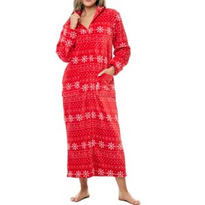 ADR Women's Zip Up Robe Fleece Soft Warm Plush Oversized Zipper Bathrobe - 1 of 3
