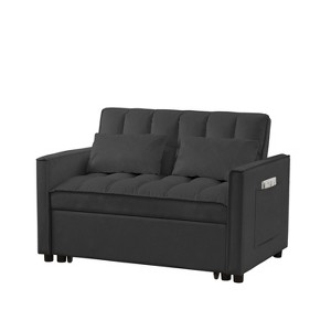 TIRAMISUBEST 3-IN-1 Convertible Velvet Loveseat Sofa Bed with 3 Adjustable Positions–Stylish Sofa Bed for Small Spaces - 1 of 4