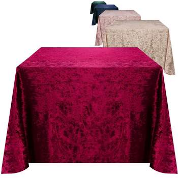 RCZ Décor Elegant Square Table Cloth - Made with Fine Crushed-velvet Material, Beautiful Burgundy Tablecloth with Durable Seams - 54 x 54