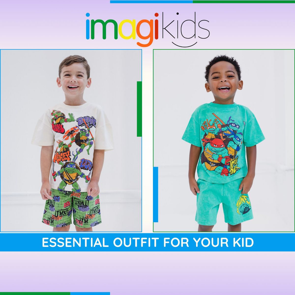 Teenage Mutant Ninja Turtles Donatello Raphael Leonardo T-Shirt and French Terry Shorts Outfit Set Little Kid to Big Kid - thumbnail 10