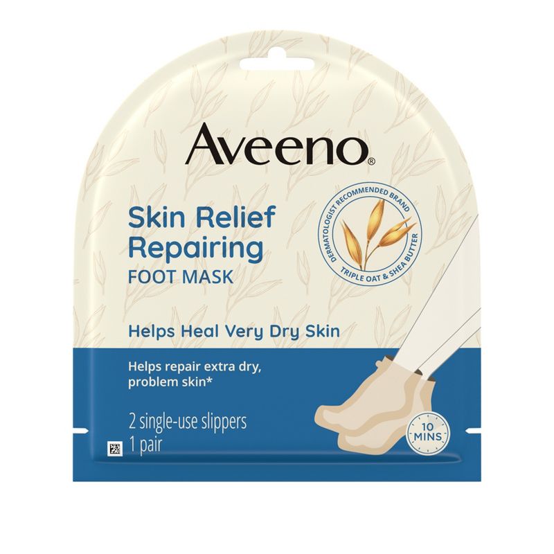 Aveeno Repairing CICA Foot Mask with Prebiotic Oat & Shea Butter for Extra Dry Skin, Fragrance Free, 3 of 12