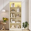 ORRD 83.4" Tall Bookcase with Light, 5-Tier Adjustable Shelves, Beige/Yellow - 2 of 4