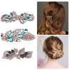 Unique Bargains 3 Pcs Hair Clips Hair Accessories for Women Hair Barrettes Sparkly Rhinestones Hairpin Green - 2 of 4