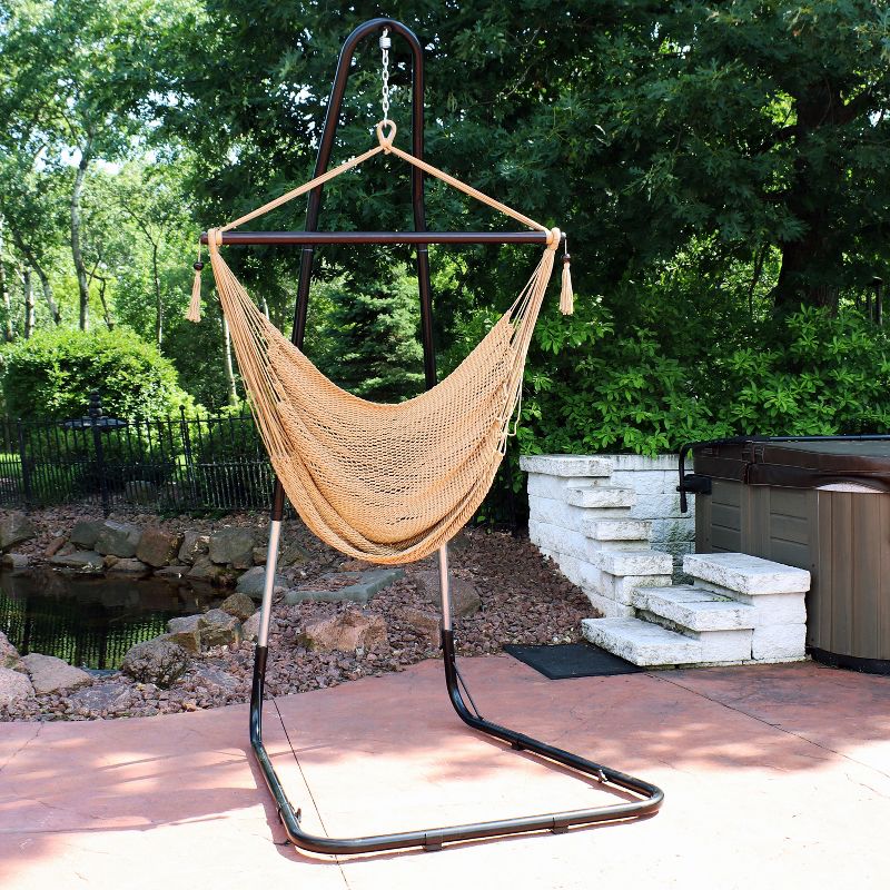 Sunnydaze Caribbean Style Extra Large Hanging Rope Hammock Chair Swing with Stand - 300 lb Weight Capacity, 5 of 14