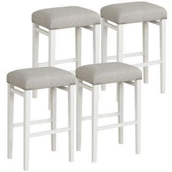 Tangkula 4 PCS Backless Counter Height Stools home Chairs Gray
