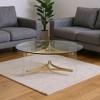 HomeRoots 41" Clear and Gold Glass Acrylic and Brass Round Coffee Table - 2 of 4