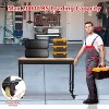 Adjustable Workbench with Wheels,Heavy-Duty Load Capacity Work Bench with Power Outlets, Pegboard & Oak Wood Top, Mobile Work Table for Garage - 3 of 4
