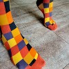 Orange and Brown Square Checkered Pattern Socks (Men's Sizes Adult Large) from the Sock Panda - 2 of 3