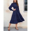 Clearlove Women Long Sleeve Crew Neck Fall Dress Fit Floral Flowy Maxi Dresses Tiered Cocktail Dress - 3 of 4