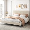 FURNIinspire Beds 79inch Modern King Size Bed Frame, Simple Large Bed with Bandaged Headboard, Bedroom Furniture, Beige, 79.92"*75.98"*45.28" - 2 of 4