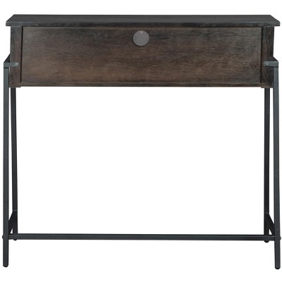 Black Wood Transitional Writing Desk with Drawers