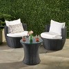 3-Piece Patio Set Table And Chairs,  Modern Patio Chairs With Seat And Back Cushions, Wicker Chairs With Coffee Table-Cuddlewood - 2 of 4