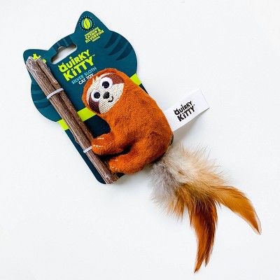 Quirky Kitty Silvervine Stick Sloth Cat Toy - Brown