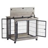 YOOCOZZ Furniture Dog Crate, with Double Doors on Casters, 22.05'' L x 31.50'' W x  24.8'' H-Gray - 3 of 4