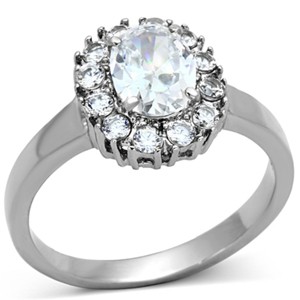 Slickblue Women's CZ Ring, Silver Tone, Round Center Stone, Accent Halo Style, Polished Steel, Size 5-10 - 1 of 4