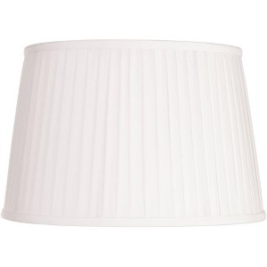 Springcrest 14" Top x 17" Bottom x 11" High x 11" Slant Lamp Shade Replacement Large White Empire Round Modern Fabric Pleated Spider Harp Finial - 1 of 4