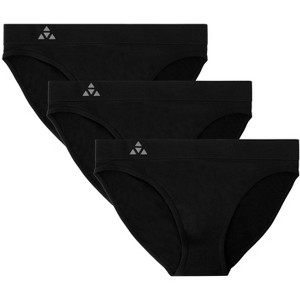 Balanced Tech Women's 3 Pack Seamless Low-Rise Bikini Panties - Black/Charcoal/Grey - Large - 1 of 2