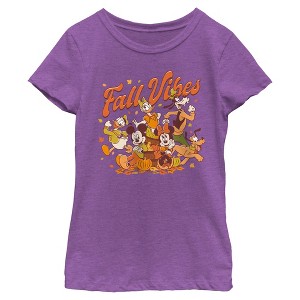 Girls Mickey & Friends Fall Vibes Crew T Shirt - 1 of 4