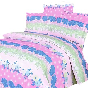 Slickblue Pink Flowers Design 100% Cotton Duvet Set, Deep Pocket Fitted Sheet, Floral Bedding, King Size, 4pc - 1 of 3