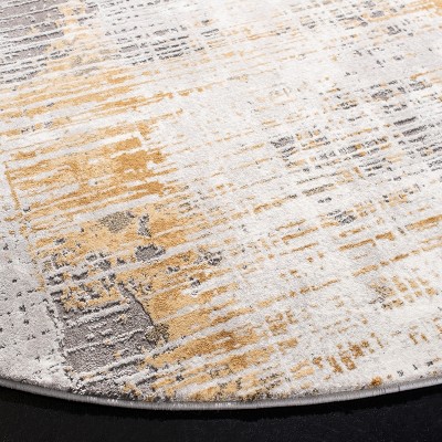Abstract Swirls Grey/Beige Square Synthetic Easy-Care Rug