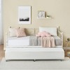 Homhougo Twin Daybed with Trundle Metal Guest Sofa Bed Frame , Heavy Duty Metal Slats White - 3 of 4