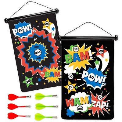 Hearthsong - Double-sided Magnetic Canvas Kids' Target Game For Portable  Play, Includes Six Magnetic Darts - Superhero : Target