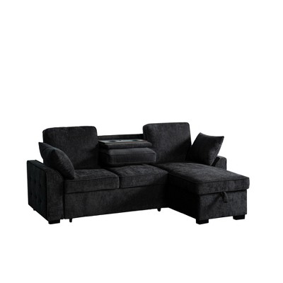 TiramisuBest Multi Functional Sectional Sofa Modular L Shape Plush Upholstery Cup Holder Adjustable Backrest Living Room