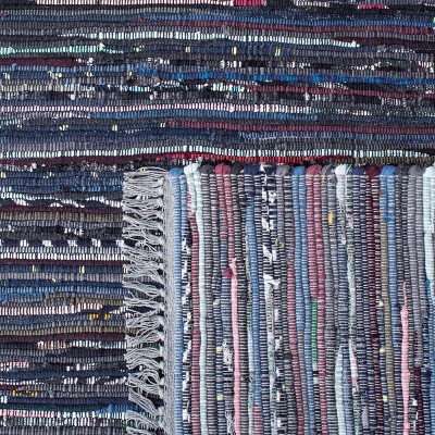 Safavieh 6' Square Gray and Black Handwoven Cotton Rug