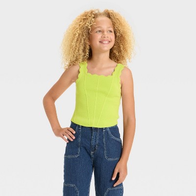 Girls' Scallop Trim Sweater Tank Top - art class™