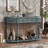 HDZNVF 52 inch Console Table Sofa Table Entryway Table for Hallway Living Room with 4 Drawers and 1 Shelf, Antique Blue - 2 of 4