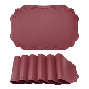 REGALWOVEN Solid Placemats Set of 6 Leather Placemats for Kitchen Dining Table Decor Heat Resistant Table Placemats Sturdy Table Mat - 1 of 4