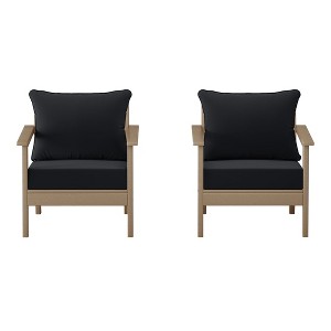 WestinTrends Avalon Outdoor Modern HDPE Patio Club Chairs with Deep Seat Cushions (Set of 2) - 1 of 4